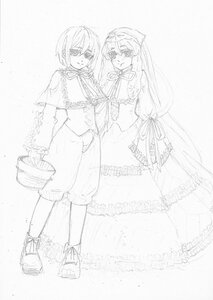 Rating: Safe Score: 0 Tags: 2girls alice_margatroid auto_tagged capelet dress frills full_body image long_hair long_sleeves monochrome multiple_girls pair ribbon short_hair smile souseiseki standing suiseiseki very_long_hair User: admin
