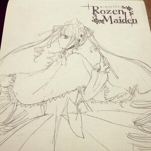 Rating: Safe Score: 0 Tags: 1girl dress earrings image long_hair long_sleeves monochrome shinku solo twintails very_long_hair User: admin