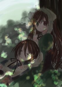 Rating: Safe Score: 0 Tags: 2girls auto_tagged brown_hair closed_eyes dress green_dress heterochromia image long_hair long_sleeves multiple_girls pair red_eyes ribbon short_hair siblings sisters souseiseki suiseiseki twins very_long_hair User: admin