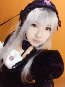 Rating: Safe Score: 0 Tags: 1girl bangs choker closed_mouth dress flower gothic_lolita lips lolita_fashion long_hair looking_at_viewer orange_background red_eyes rose simple_background solo suigintou upper_body User: admin