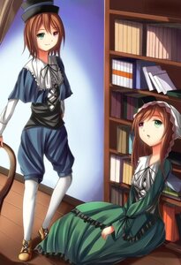 Rating: Safe Score: 0 Tags: 2girls blue_dress bookshelf boots brown_hair chair dress green_dress green_eyes hat heterochromia image long_hair long_sleeves multiple_girls pair pantyhose red_eyes scissors short_hair siblings sisters smile souseiseki standing suiseiseki top_hat twins white_legwear User: admin