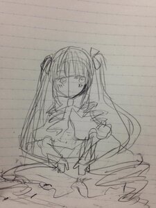 Rating: Safe Score: 0 Tags: 1girl akemi_homura bow hair_ribbon image long_hair monochrome photo ribbon shinku signature sketch solo traditional_media twintails User: admin