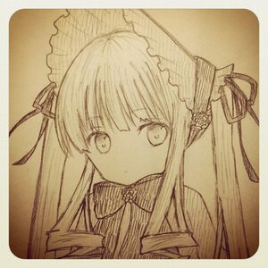 Rating: Safe Score: 0 Tags: 1girl bangs closed_mouth eyebrows_visible_through_hair graphite_(medium) hair_between_eyes hair_ribbon image long_hair looking_at_viewer monochrome photo ribbon sepia shinku solo traditional_media User: admin