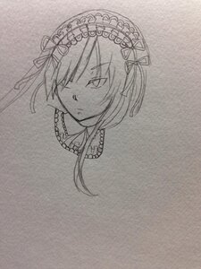 Rating: Safe Score: 0 Tags: 1girl eyebrows_visible_through_hair greyscale hair_ribbon hairband image lolita_hairband looking_at_viewer monochrome ribbon short_hair solo suigintou traditional_media User: admin