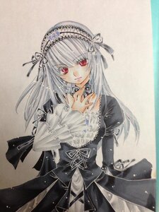 Rating: Safe Score: 0 Tags: 1girl auto_tagged bangs black_dress black_ribbon closed_mouth dress eyebrows_visible_through_hair frills hairband image juliet_sleeves long_hair long_sleeves looking_at_viewer marker_(medium) puffy_sleeves red_eyes ribbon rose silver_hair simple_background smile solo suigintou traditional_media watercolor_(medium) User: admin