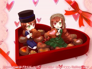 Rating: Safe Score: 0 Tags: 2girls brown_hair chocolate dress green_eyes hat heart heterochromia image long_hair multiple_girls pair red_eyes short_hair siblings sisters souseiseki suiseiseki twins User: admin