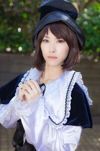 Rating: Safe Score: 0 Tags: 1girl blue_headwear blurry blurry_background bokeh brown_hair christmas_tree depth_of_field dress frills hands_clasped hat heterochromia lips long_sleeves looking_at_viewer outdoors own_hands_together red_eyes short_hair solo souseiseki upper_body User: admin