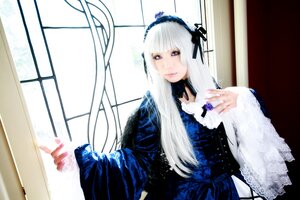 Rating: Safe Score: 0 Tags: 1girl bangs dress frills gothic_lolita hairband indoors lolita_fashion long_hair long_sleeves solo suigintou white_hair window User: admin
