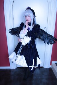 Rating: Safe Score: 0 Tags: 1girl bangs boots closed_eyes curtains doll_joints dress full_body indoors long_hair long_sleeves solo standing suigintou white_hair User: admin