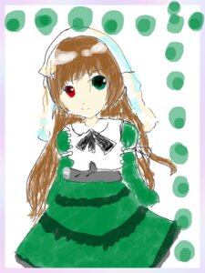 Rating: Safe Score: 0 Tags: 1girl brown_hair dress green_dress green_eyes heterochromia image long_hair long_sleeves looking_at_viewer red_eyes solo suiseiseki very_long_hair watering_can User: admin