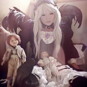 Rating: Safe Score: 0 Tags: blonde_hair choker closed_eyes dress long_hair long_sleeves multiple_girls rose solo suigintou User: admin