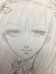 Rating: Safe Score: 0 Tags: 1girl bangs close-up closed_mouth face greyscale hair_ornament hair_ribbon image lips monochrome ribbon sketch solo suigintou traditional_media User: admin