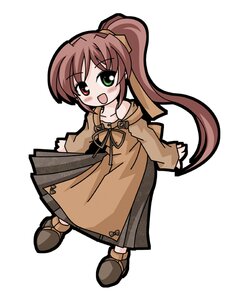 Rating: Safe Score: 0 Tags: 1girl :d blush brown_footwear brown_hair dress eyebrows_visible_through_hair full_body green_eyes heterochromia image long_hair long_sleeves looking_at_viewer open_mouth red_eyes ribbon simple_background smile solo standing suiseiseki very_long_hair white_background User: admin