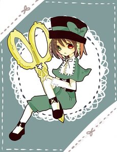 Rating: Safe Score: 0 Tags: 1girl bow brown_hair dress full_body green_eyes hat heterochromia image long_sleeves looking_at_viewer red_eyes short_hair sitting solo souseiseki suiseiseki top_hat User: admin