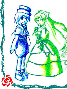 Rating: Safe Score: 0 Tags: 2girls bow dress hat image long_hair long_sleeves looking_at_viewer lunasa_prismriver monochrome multiple_girls pair short_hair smile souseiseki standing suiseiseki white_background User: admin