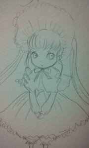 Rating: Safe Score: 0 Tags: 1girl dress frills image long_hair looking_at_viewer monochrome shinku simple_background solo standing twintails User: admin