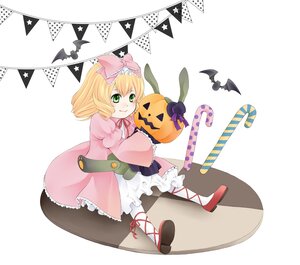 Rating: Safe Score: 0 Tags: 1girl auto_tagged bat blonde_hair bow candy candy_cane dress food green_eyes halloween hina_ichigo hinaichigo image jack-o'-lantern pantyhose polka_dot pumpkin ribbon short_hair smile solo striped User: admin
