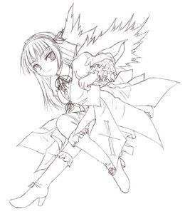 Rating: Safe Score: 0 Tags: 1girl boots dress frills full_body graphite_(medium) greyscale hairband high_heel_boots image kinagi_yuu knee_boots long_hair long_sleeves looking_at_viewer monochrome photoshop_(medium) rozen_maiden simple_background smile solo standing striped suigintou traditional_media white_background User: admin