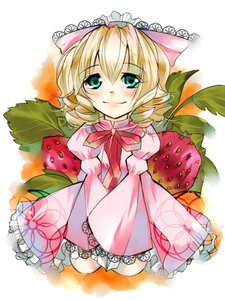 Rating: Safe Score: 0 Tags: 1girl aqua_eyes blaze_(artist) blonde_hair blush bow dress drill_hair flower food frills fruit hair_bow hina_ichigo hinaichigo image long_sleeves looking_at_viewer object_namesake pink_bow pink_dress ribbon rozen_maiden smile solo strawberry User: admin