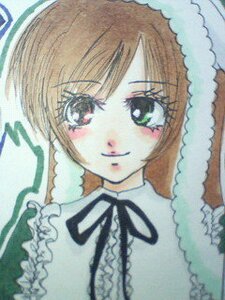 Rating: Safe Score: 0 Tags: 1girl bangs black_ribbon brown_hair closed_mouth eyebrows_visible_through_hair frills fur_trim green_eyes hat image lips long_sleeves looking_at_viewer neck_ribbon ribbon short_hair simple_background smile solo suiseiseki traditional_media white_background User: admin