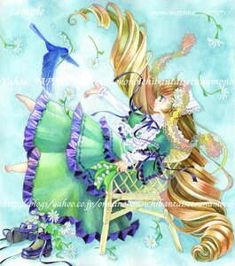 Rating: Safe Score: 0 Tags: 1girl barefoot bird brown_hair dress drill_hair flower frills green_dress green_eyes image long_hair long_sleeves ribbon solo suiseiseki twin_drills very_long_hair User: admin
