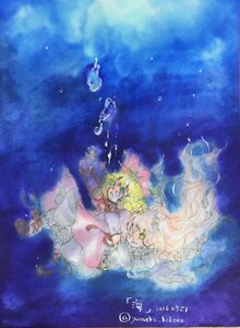 Rating: Safe Score: 0 Tags: 2girls air_bubble blonde_hair bubble dress flower hat hinaichigo image kirakishou long_hair long_sleeves multiple_girls pair short_hair smile traditional_media underwater watercolor_(medium) yellow_eyes User: admin