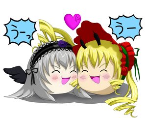 Rating: Safe Score: 0 Tags: !? 2girls black_wings blonde_hair blush bonnet chibi closed_eyes drill_hair flower hairband heart image lolita_hairband multiple_girls open_mouth pair rose shinku silver_hair smile suigintou wings User: admin