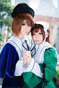 Rating: Safe Score: 0 Tags: 2girls blue_eyes blurry blurry_background blurry_foreground brown_hair depth_of_field dress green_dress green_eyes hat heterochromia holding_hands interlocked_fingers lips long_hair long_sleeves looking_at_viewer multiple_cosplay multiple_girls red_eyes short_hair siblings sisters smile souseiseki suiseiseki tagme twins User: admin