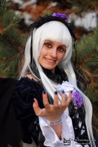 Rating: Safe Score: 0 Tags: 1girl bangs black_nails blunt_bangs blurry blurry_background blurry_foreground depth_of_field fingernails flower gothic_lolita lolita_fashion long_fingernails long_hair looking_at_viewer nail_polish purple_flower purple_nails rose solo suigintou teeth watermark white_hair User: admin