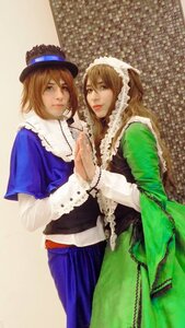 Rating: Safe Score: 0 Tags: 2girls blonde_hair brown_hair dress hat lips long_hair makeup multiple_cosplay multiple_girls short_hair sisters tagme User: admin
