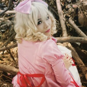 Rating: Safe Score: 0 Tags: 1girl 3d blonde_hair blue_eyes blurry blurry_background blurry_foreground curly_hair depth_of_field dress hat hinaichigo lips long_sleeves looking_at_viewer photo pink_dress realistic short_hair solo User: admin