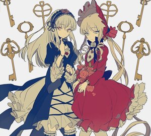 Rating: Safe Score: 0 Tags: 2girls auto_tagged black_legwear blonde_hair blue_eyes bonnet bow commentary_request doll_joints dress flower frills hairband image joints key lolita_fashion long_hair long_sleeves looking_at_viewer lowe_(slow) multiple_girls pair red_dress red_eyes red_flower red_rose rose rozen_maiden shinku suigintou thighhighs white_hair User: admin