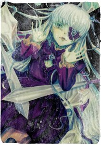 Rating: Safe Score: 0 Tags: 1girl barasuishou blue_eyes bow dress eyepatch flower frills image long_hair purple_dress rose solo traditional_media watercolor_(medium) User: admin