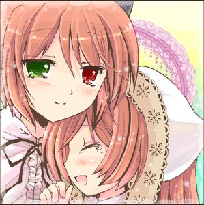 Rating: Safe Score: 0 Tags: 2girls bad_id bad_pixiv_id blush brown_hair closed_eyes dress green_eyes hairband happy hat heterochromia image long_hair multiple_girls open_mouth pair red_eyes rozen_maiden short_hair siblings sisters smile souseiseki suiseiseki sukuneko tears twins User: admin