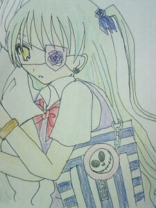 Rating: Safe Score: 0 Tags: 1girl bag barasuishou dress earrings eyepatch flower hair_ornament image jewelry long_hair ribbon short_sleeves solo traditional_media watch User: admin