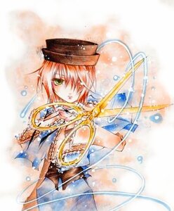 Rating: Safe Score: 0 Tags: 1girl dress green_eyes hair_over_one_eye hat image orange_hair short_hair solo souseiseki User: admin