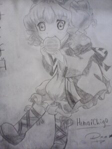 Rating: Safe Score: 0 Tags: 1girl dated eating food greyscale hat hinaichigo image monochrome photo short_hair solo traditional_media User: admin