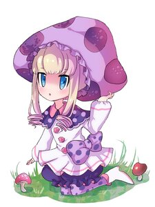 Rating: Safe Score: 0 Tags: 1girl bangs blonde_hair blue_eyes bow chibi dress full_body hat image long_hair long_sleeves pantyhose polka_dot polka_dot_bow purple_bow shinku sidelocks sitting solo striped User: admin