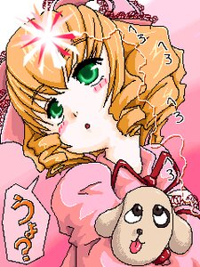 Rating: Safe Score: 0 Tags: 1girl blonde_hair blush bow dress drill_hair green_eyes hina_ichigo hinaichigo image open_mouth pink_background pink_bow short_hair solo teddy_bear upper_body User: admin
