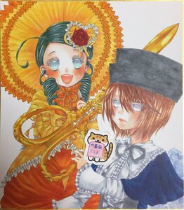 Rating: Safe Score: 0 Tags: 2girls blue_eyes brown_hair dress flower frills hair_ornament hat image kanaria long_sleeves multiple_girls open_mouth pair ribbon rose short_hair sisters smile souseiseki traditional_media yumeki_kokoro User: admin