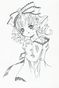 Rating: Safe Score: 0 Tags: 1girl blush bow crying dress drill_hair greyscale hinaichigo image monochrome solo tears traditional_media User: admin