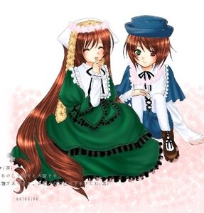 Rating: Safe Score: 0 Tags: 2girls blue_dress brown_hair closed_eyes dress frills green_dress hat head_scarf heterochromia image long_hair long_sleeves multiple_girls pair short_hair siblings sisters smile souseiseki suiseiseki twins very_long_hair User: admin