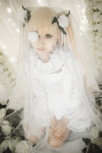 Rating: Safe Score: 0 Tags: 1girl bandages bangs blonde_hair blurry blurry_foreground depth_of_field eyepatch flower hair_flower hair_ornament kirakishou lips long_hair looking_at_viewer sitting solo white_flower white_sweater User: admin