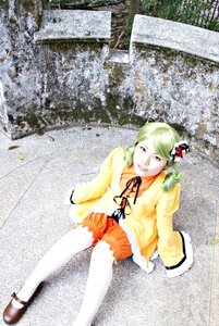 Rating: Safe Score: 0 Tags: 1girl blonde_hair green_hair kanaria shoes sitting skirt solo thighhighs white_legwear User: admin