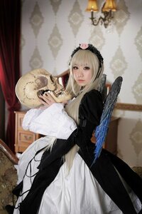 Rating: Safe Score: 0 Tags: 1girl blonde_hair blurry blurry_background curtains depth_of_field dress flower indoors lips long_hair long_sleeves looking_at_viewer realistic solo standing suigintou User: admin