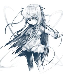Rating: Safe Score: 0 Tags: 1girl barasuishou boots dress expressionless full_body image long_hair long_sleeves looking_at_viewer monochrome pantyhose ribbon simple_background solo standing very_long_hair white_background User: admin