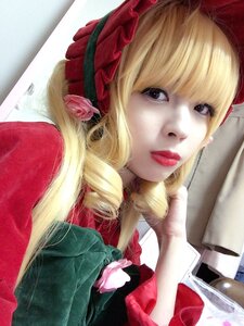 Rating: Safe Score: 0 Tags: 1girl bangs blonde_hair eyelashes flower jewelry lips lipstick long_hair looking_at_viewer red_lips rose shinku solo upper_body User: admin
