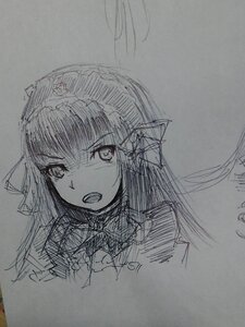 Rating: Safe Score: 0 Tags: 1girl bangs bowtie eyebrows_visible_through_hair face graphite_(medium) greyscale image long_hair looking_at_viewer monochrome open_mouth pointy_ears simple_background sketch solo suigintou traditional_media upper_body User: admin