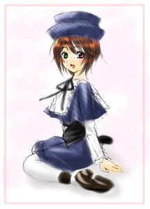 Rating: Safe Score: 0 Tags: 1girl :o blue_dress blush brown_hair dress full_body green_eyes hat heterochromia image long_sleeves looking_at_viewer open_mouth pantyhose red_eyes solo souseiseki User: admin