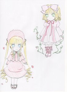 Rating: Safe Score: 0 Tags: 2girls aqua_eyes blonde_hair blue_eyes blush bonnet bow dress flower hina_ichigo hinaichigo image long_hair long_sleeves looking_at_viewer multiple_girls pair petals pink_bow pink_dress shinku standing traditional_media underwear User: admin